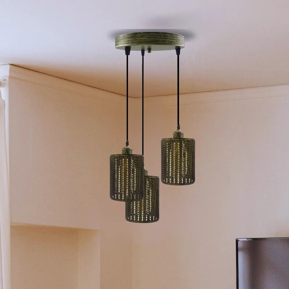 Brass Three Pendant Light Fixture~3987-0