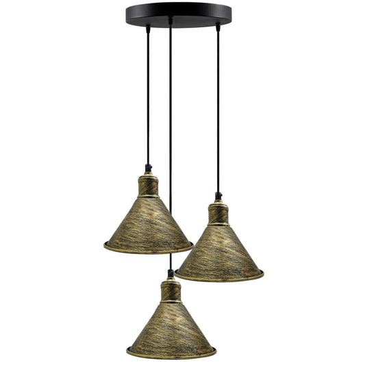 3 Head Pendant Light Chandeliers Industrial Metal Cage Wire Frame Loft