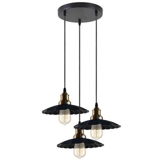 3 Outlet Black Wavy Metal Ceiling Pendant Light~1488