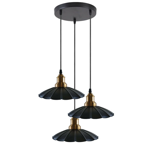 3 Outlet Black Wavy Metal Ceiling Pendant Light~1488
