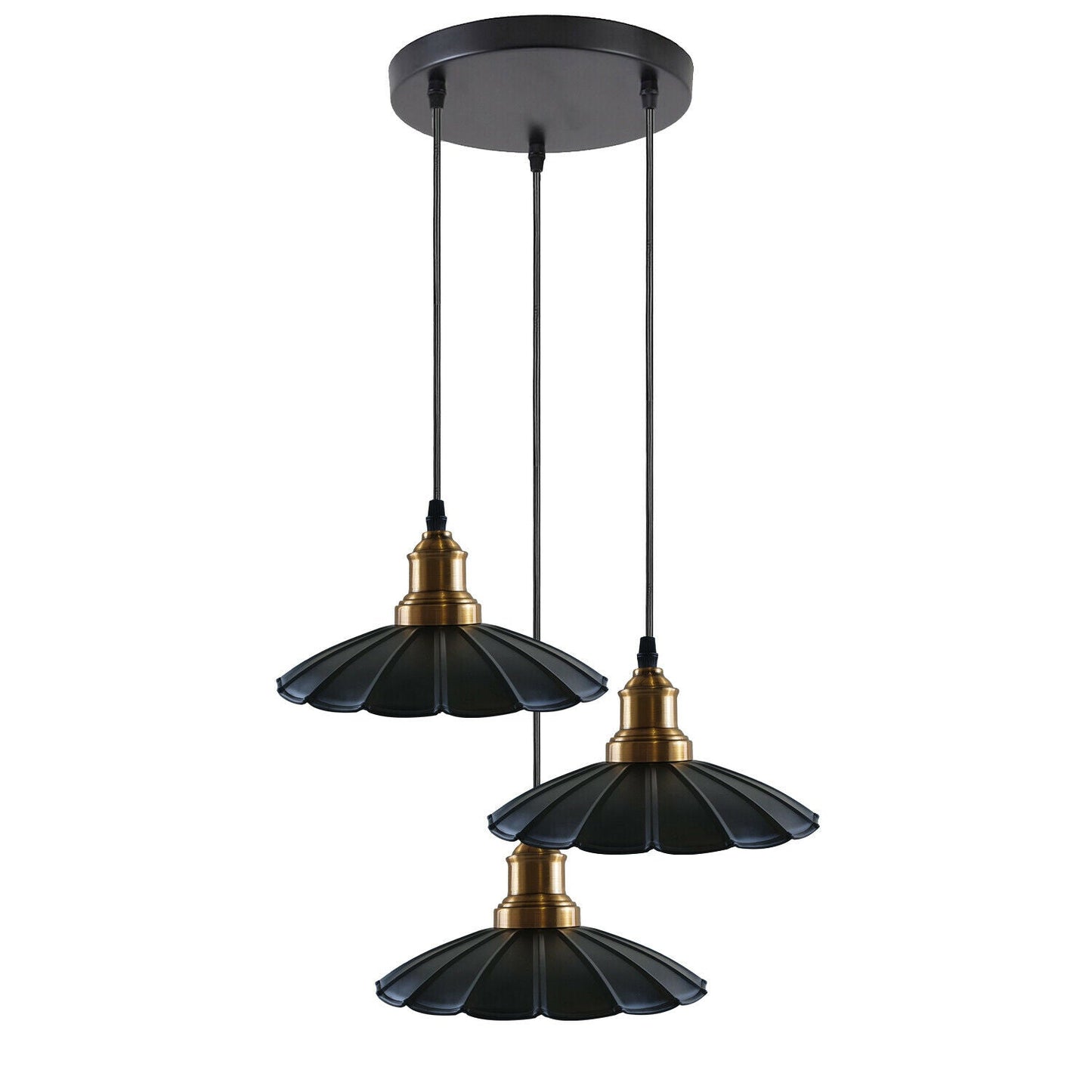 3 Outlet Black Wavy Metal Ceiling Pendant Light~1488