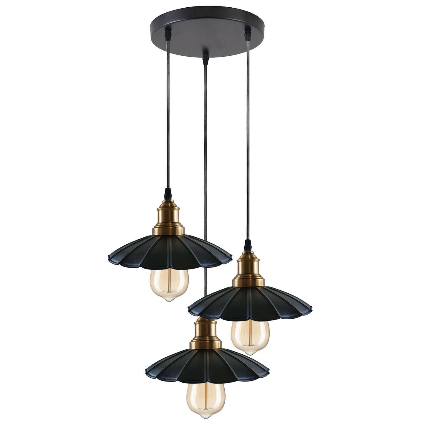 3 Outlet Black Wavy Metal Ceiling Pendant Light~1488