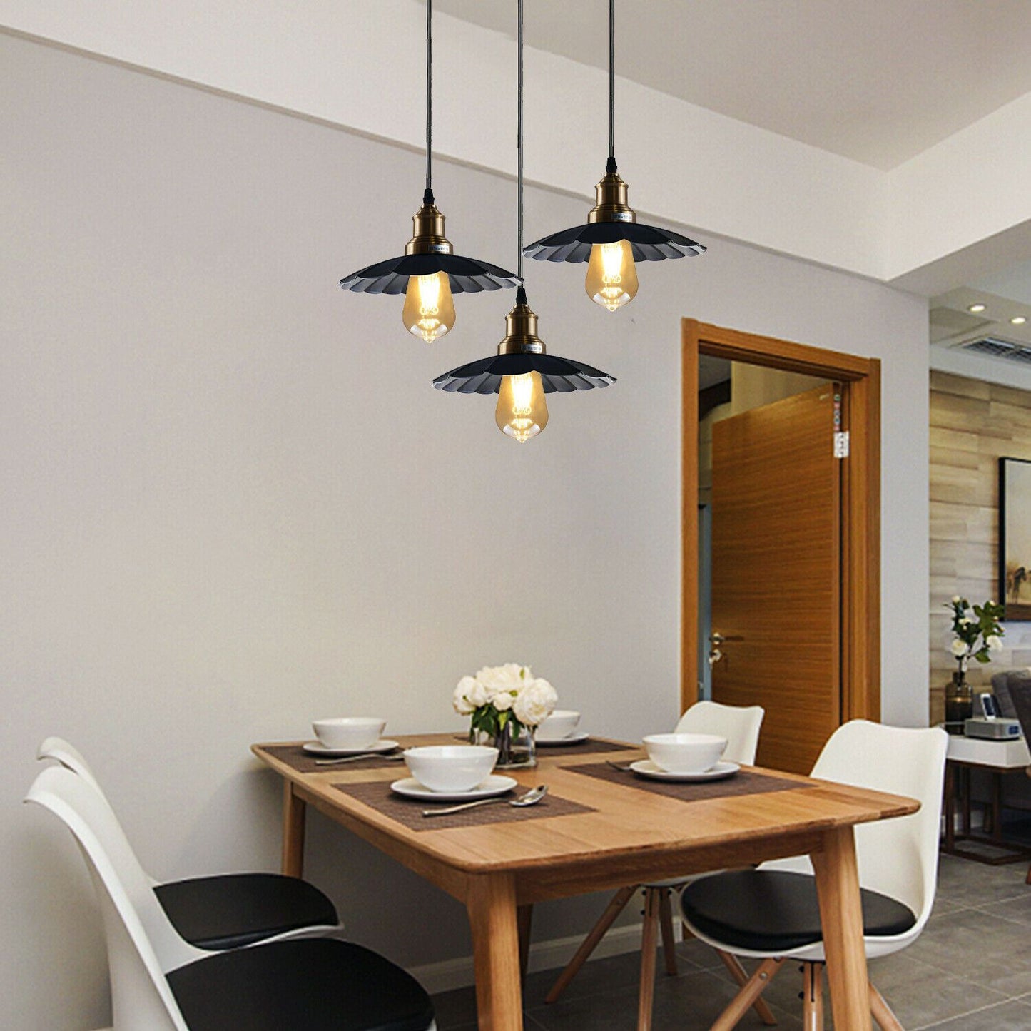 3 Outlet Black Wavy Metal Ceiling Pendant Light~1488