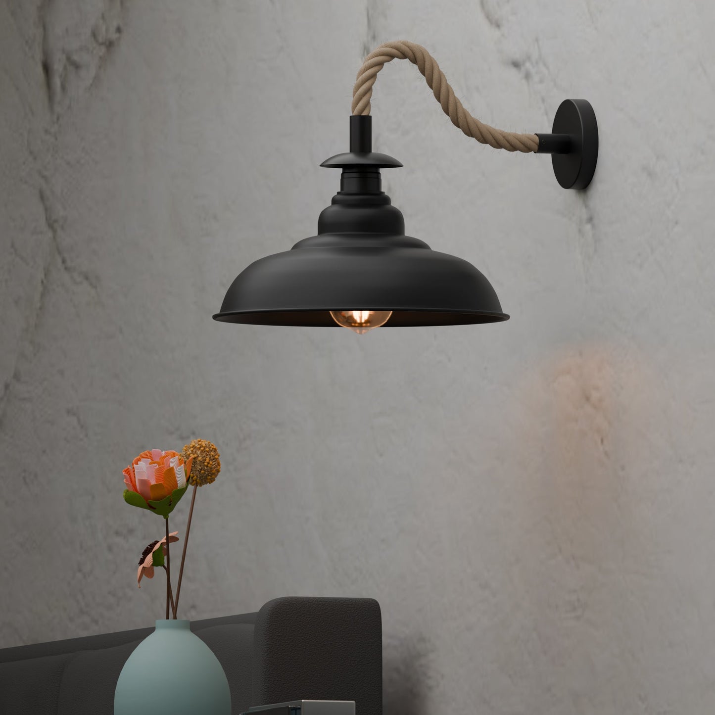 Black Rope Wall Sconce | 19cm Wide Diamond Cage Industrial Light ~6491-3