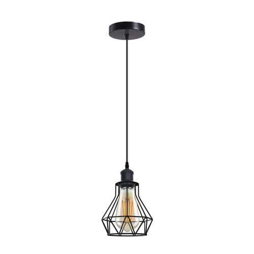 Industrial E27 Black Light Ceiling Pendant Light Cage Hanging