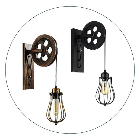 Vintage Pulley Wall Light Retro Wall Sconce Lighting ~1212