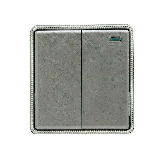 Wall Light Screw less 2 Gang Switch Textured Chrome Color~2638