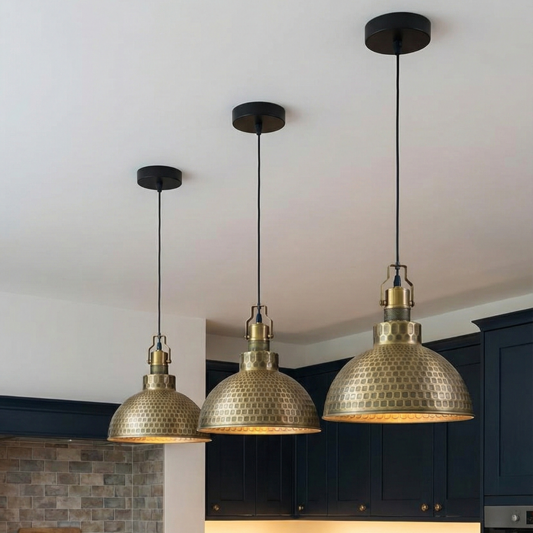 Shaded Pendant Light With Hammered Texture ~6463-0