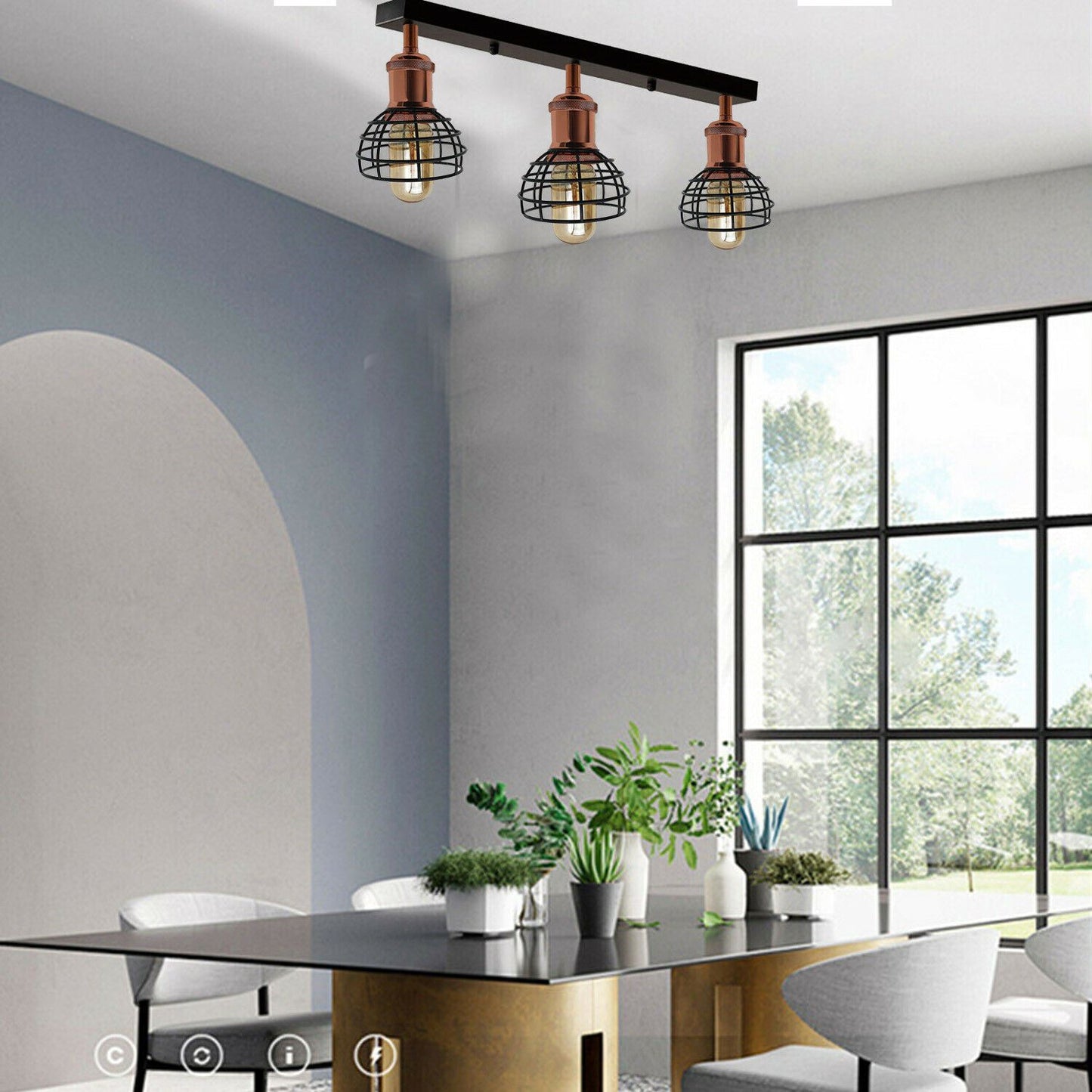 Industrial 3 Way Ceiling Light Fitting Indoor Ceiling Mount Light