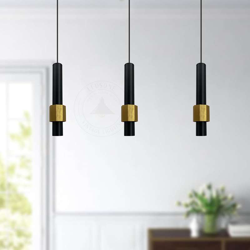 Modern Black and Gold LED Pendant Light -Tube Pack 1/2~4591-4