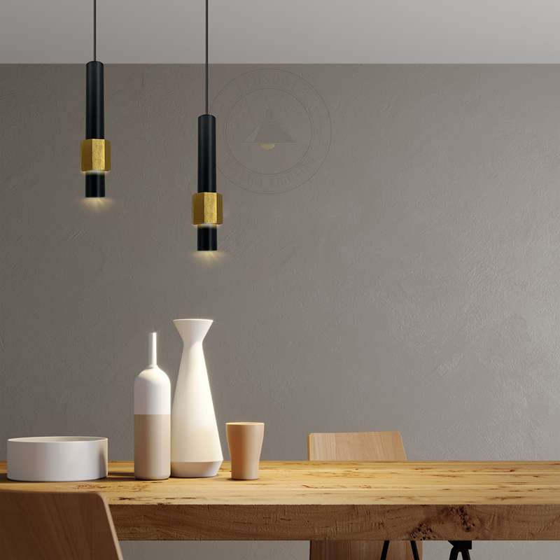 Modern Black and Gold LED Pendant Light -Tube Pack 1/2~4591-2