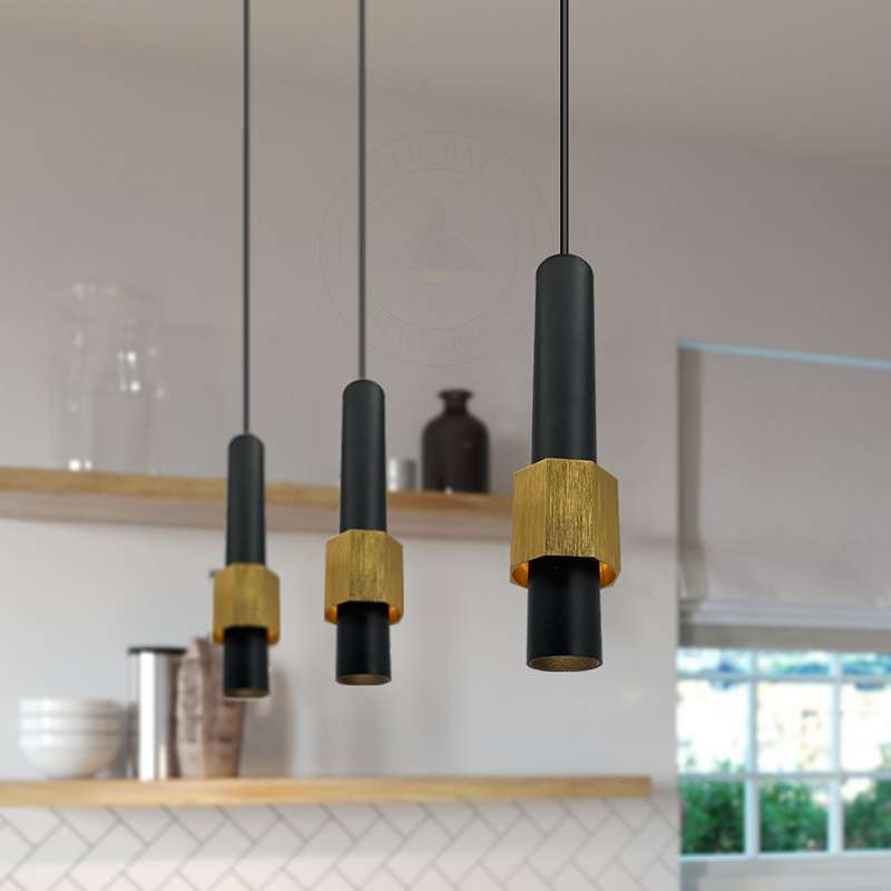 Modern Black and Gold LED Pendant Light -Tube Pack 1/2~4591-3