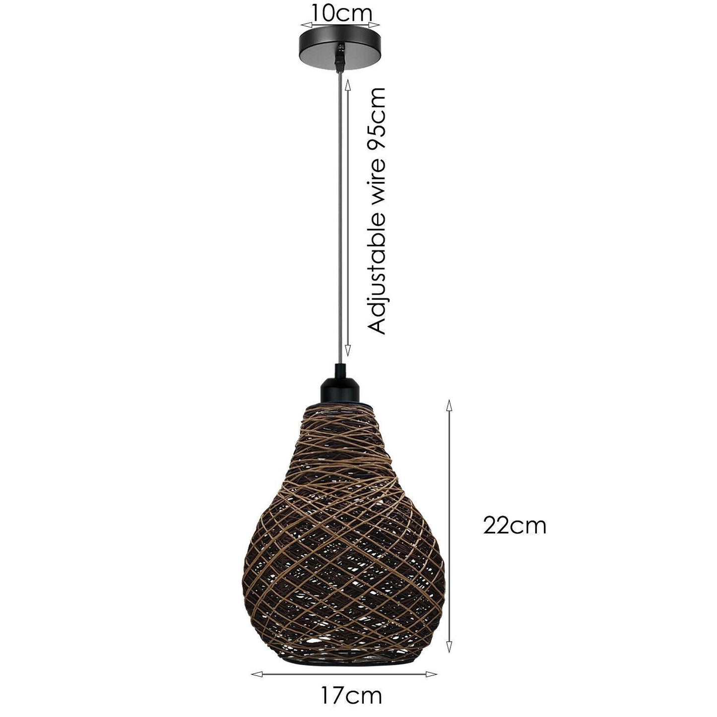 Rattan Wicker Ceiling Pendant Light Shade Hanging Light Antique décor