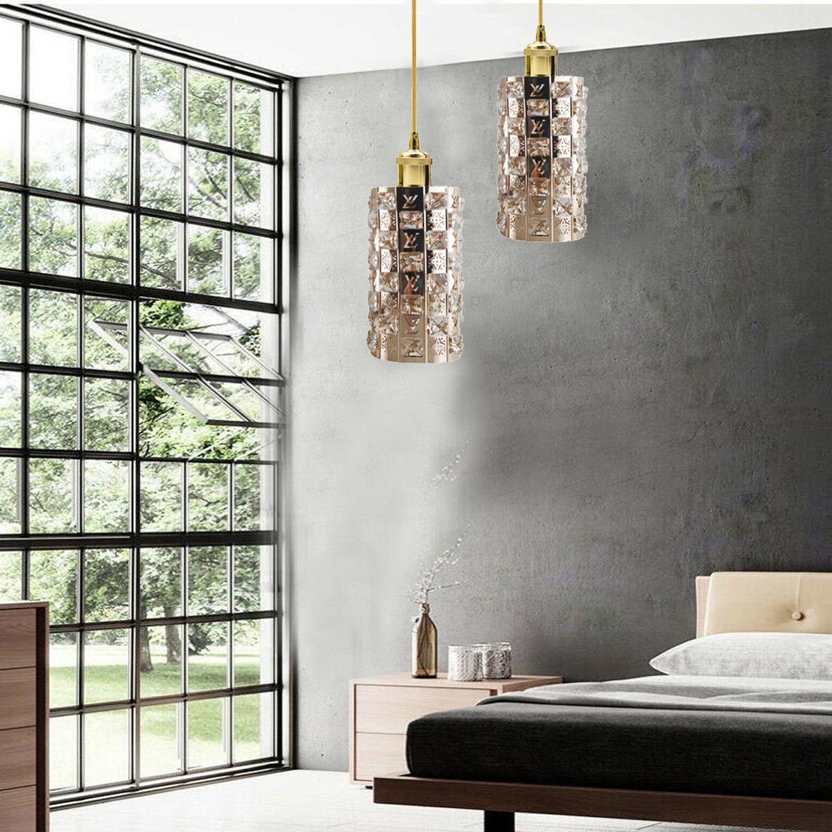 Modern Gold Ceiling Pendant Light Lamp Shade Crystal Droplet UK~1444