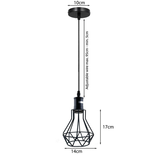 Industrial E27 Black Light Ceiling Pendant Light Cage Hanging