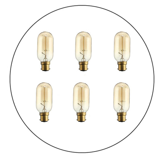 6 Pack B22 T45 60W Dimmable Filament Incandescent Vintage Light