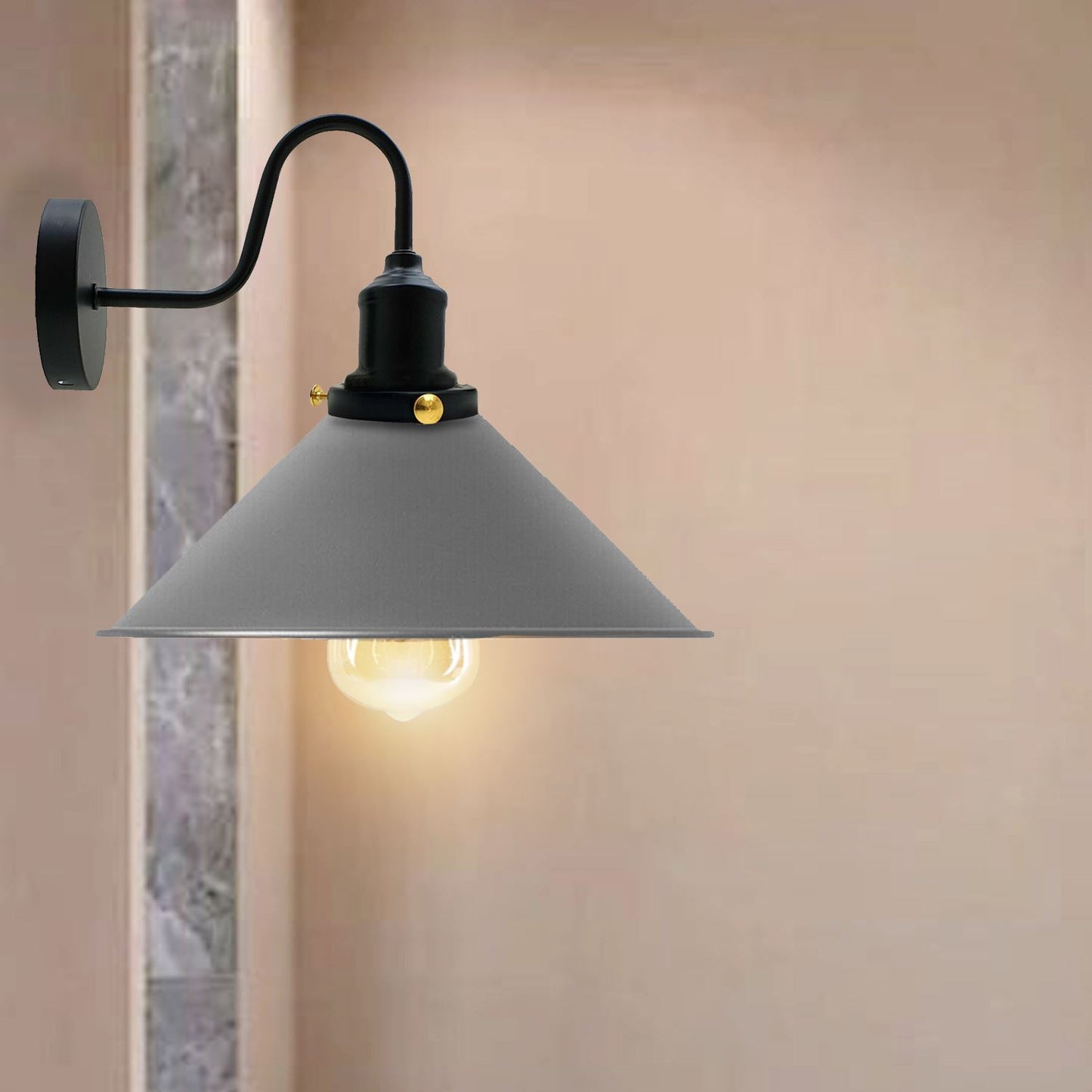 Vintage Industrial Swan Neck Wall Light Indoor Sconce Metal Cone Shape