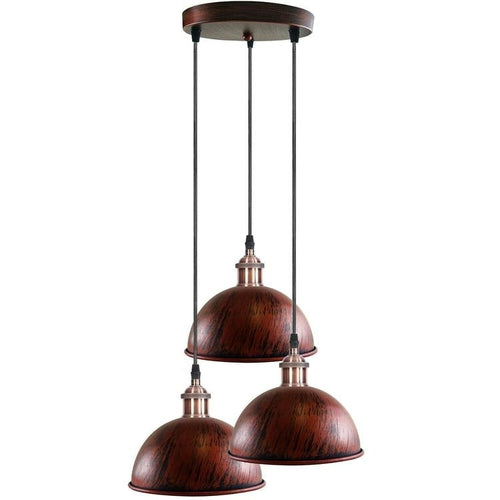 Cluster 3-Light Antique Brass Dome Pendant Light ~1263