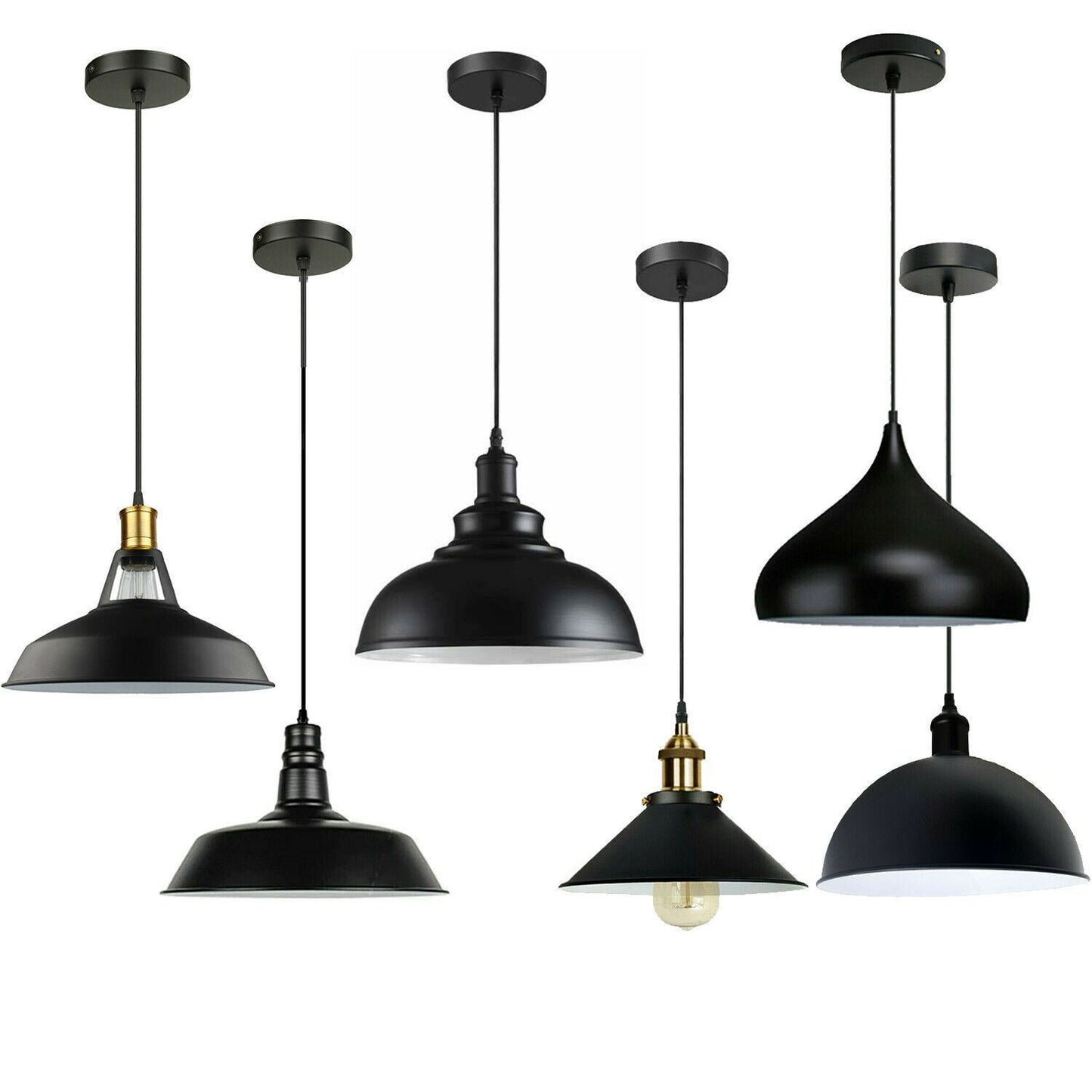 Retro Industrial Black Ceiling Pendant Light Metal Lamp Shade With