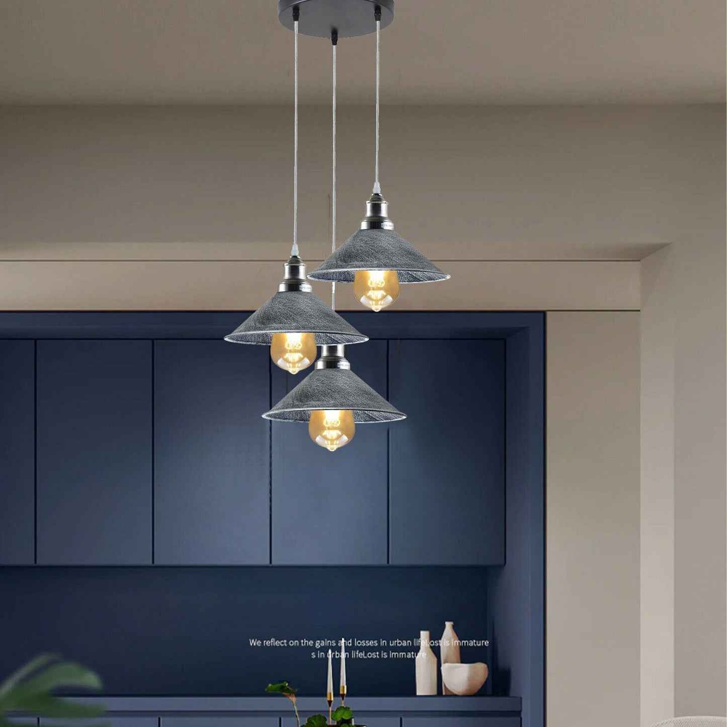 Brass 3 Light Over the Kitchen Island~1302