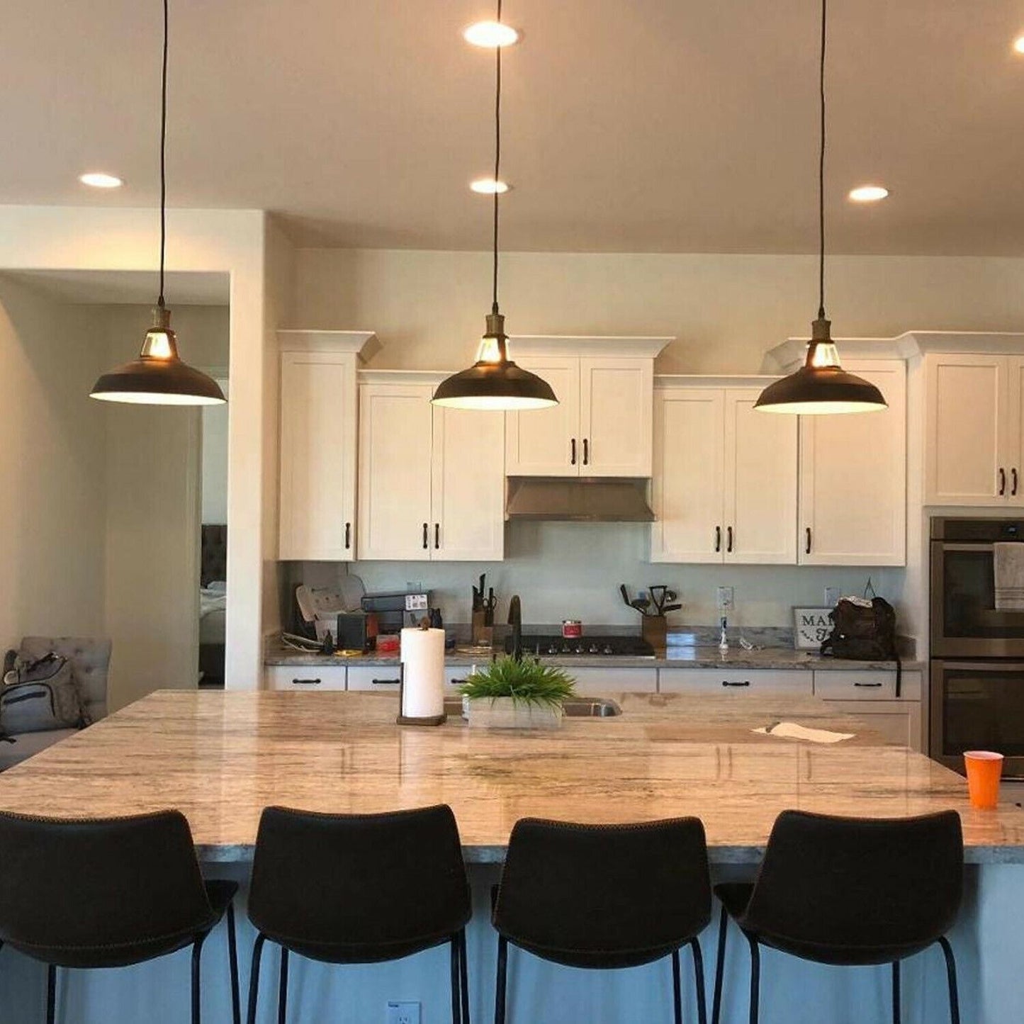 Retro Industrial Black Ceiling Pendant Light Metal Lamp Shade With