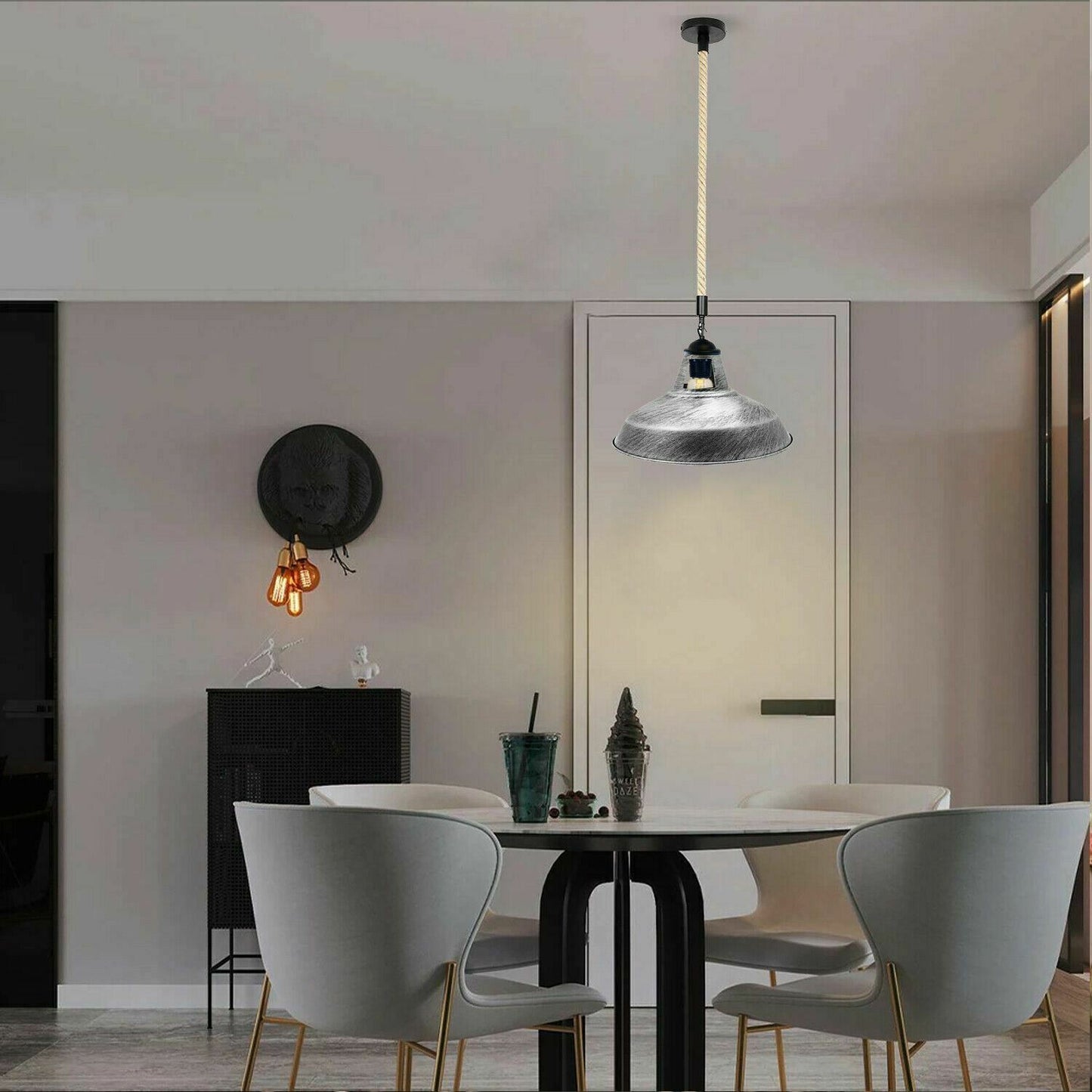 Hemp Rope Hanging Light - E27 Edison Base ~3889