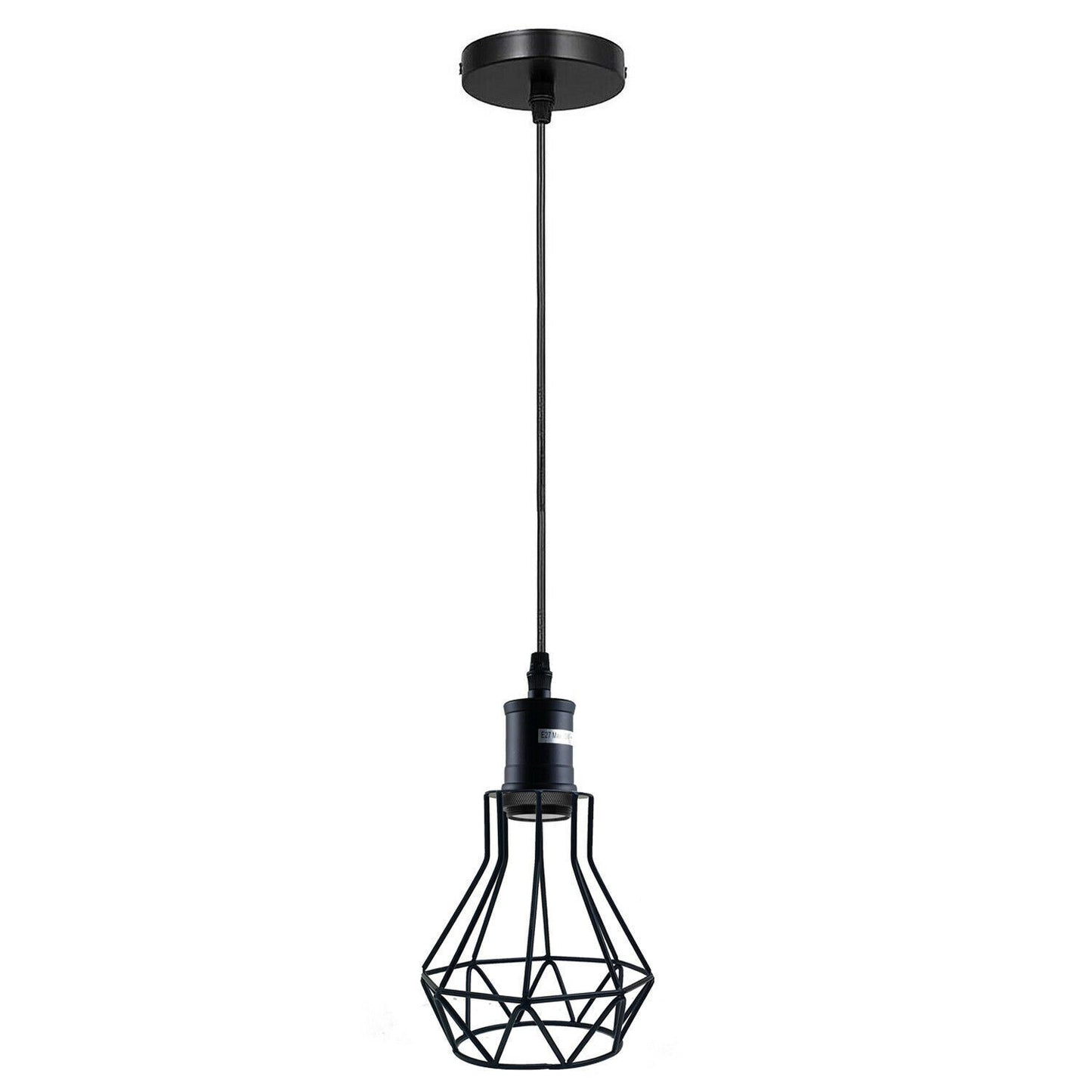 Industrial E27 Black Light Ceiling Pendant Light Cage Hanging