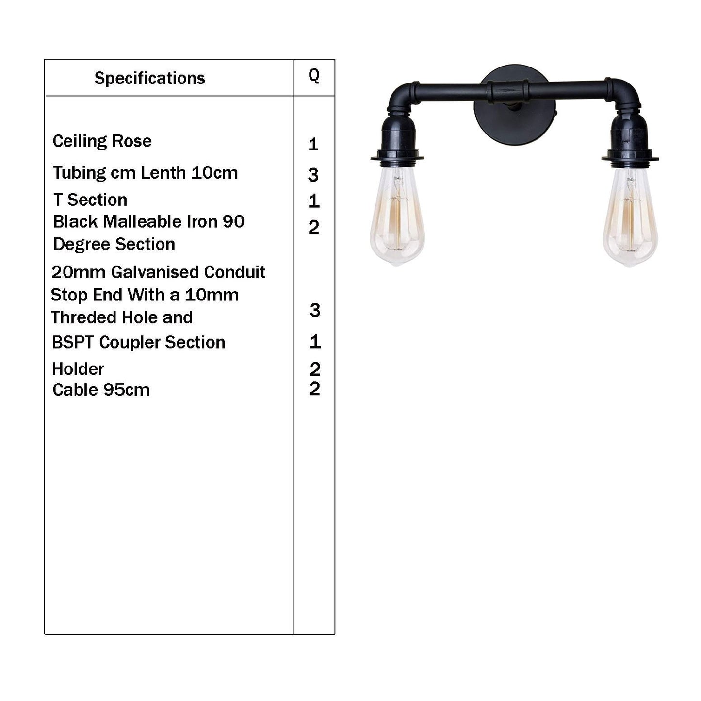 Industrial Wall Pipe Lamp Retro Light Vintage Wall Sconce Lights