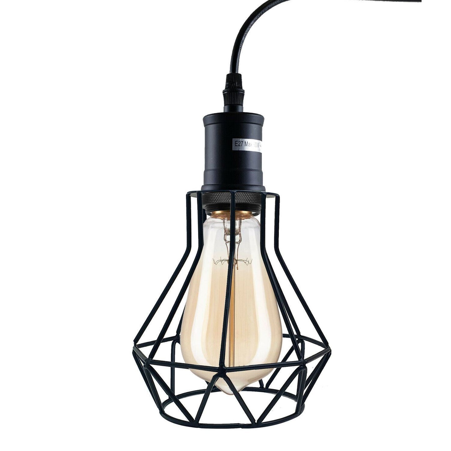 Industrial E27 Black Light Ceiling Pendant Light Cage Hanging
