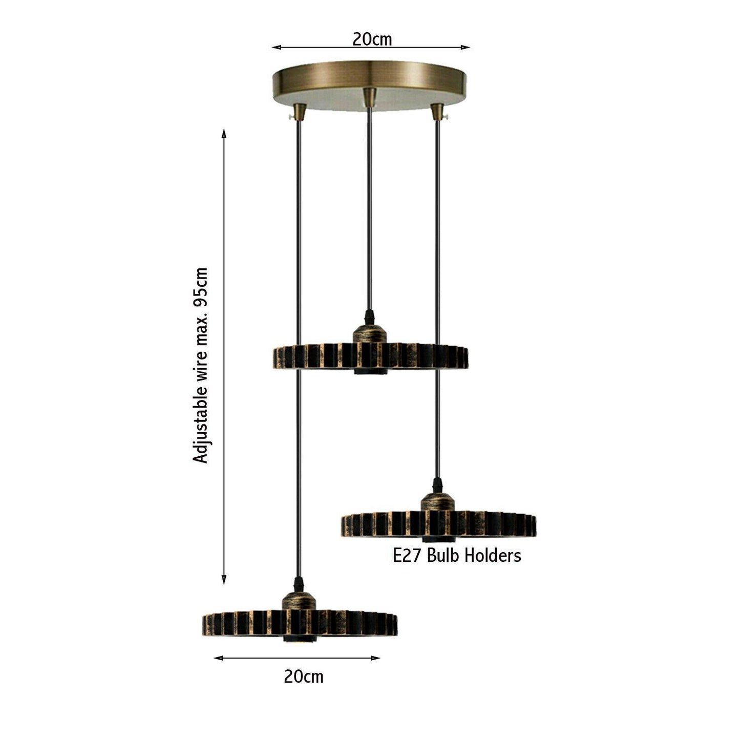 Retro Industrial Vintage Wood Pendant Light Shade Chandelier Ceiling