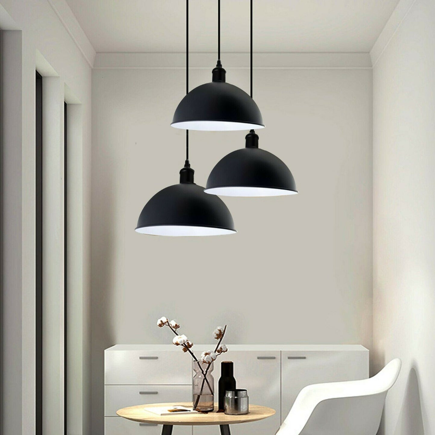 Retro Industrial Black Ceiling Pendant Light Metal Lamp Shade With