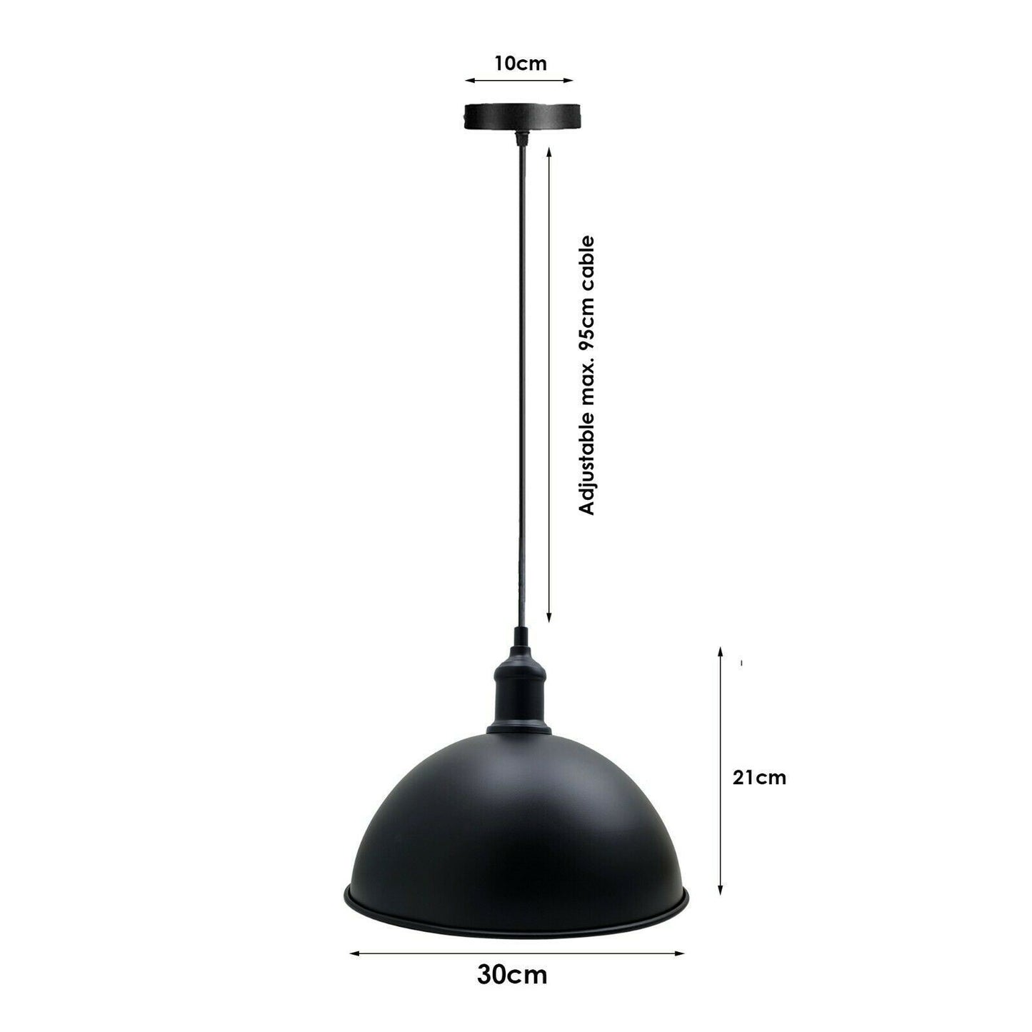 Retro Industrial Black Ceiling Pendant Light Metal Lamp Shade With