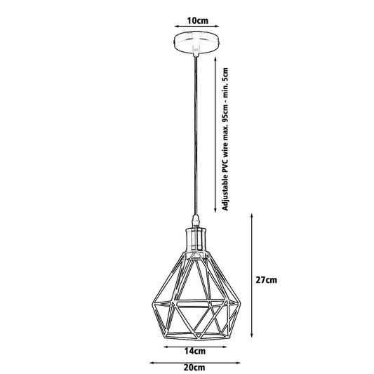 Modern Diamond Cage Pendant Light Fitting Geometric Wire Cage ~1266