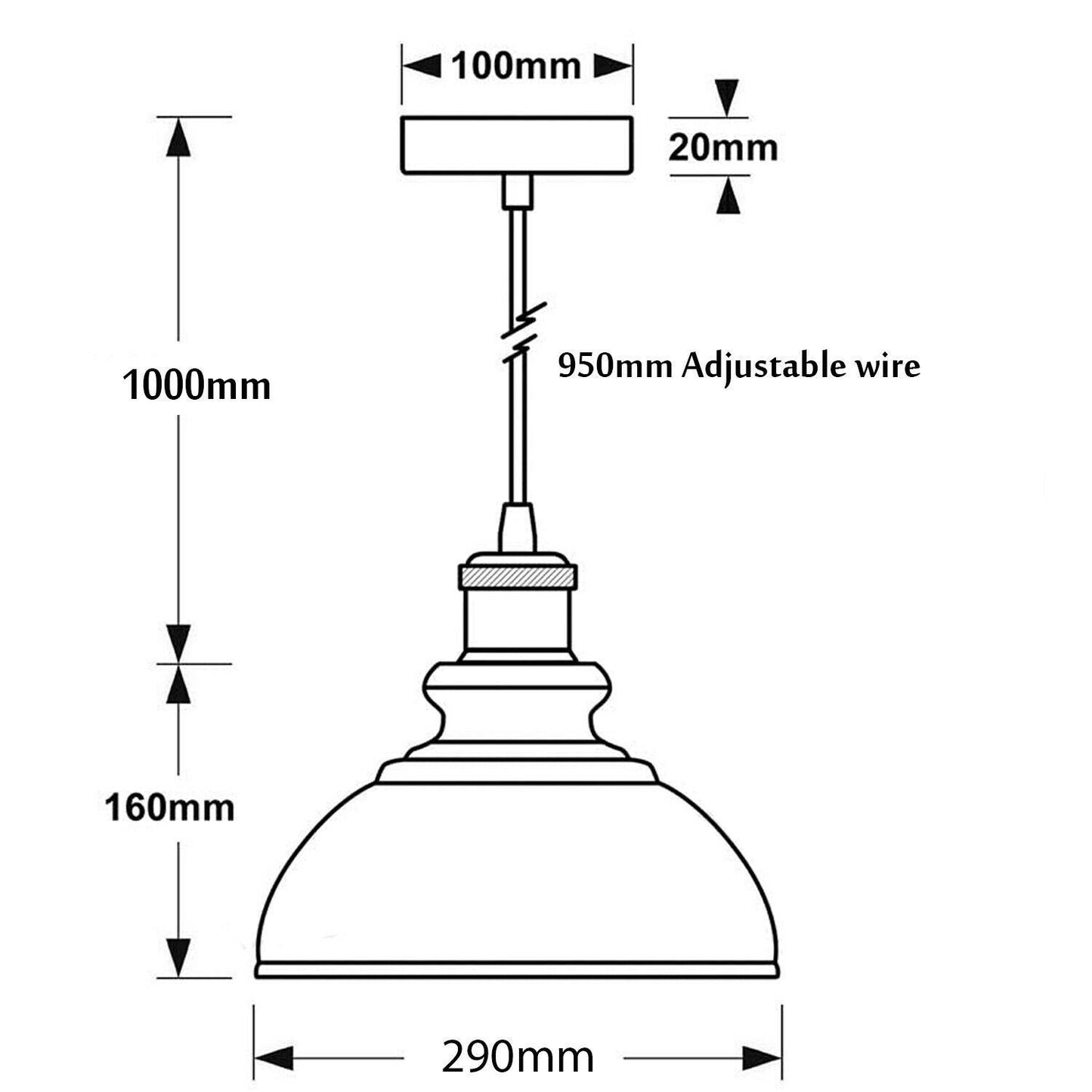 Retro Industrial Black Ceiling Pendant Light Metal Lamp Shade With