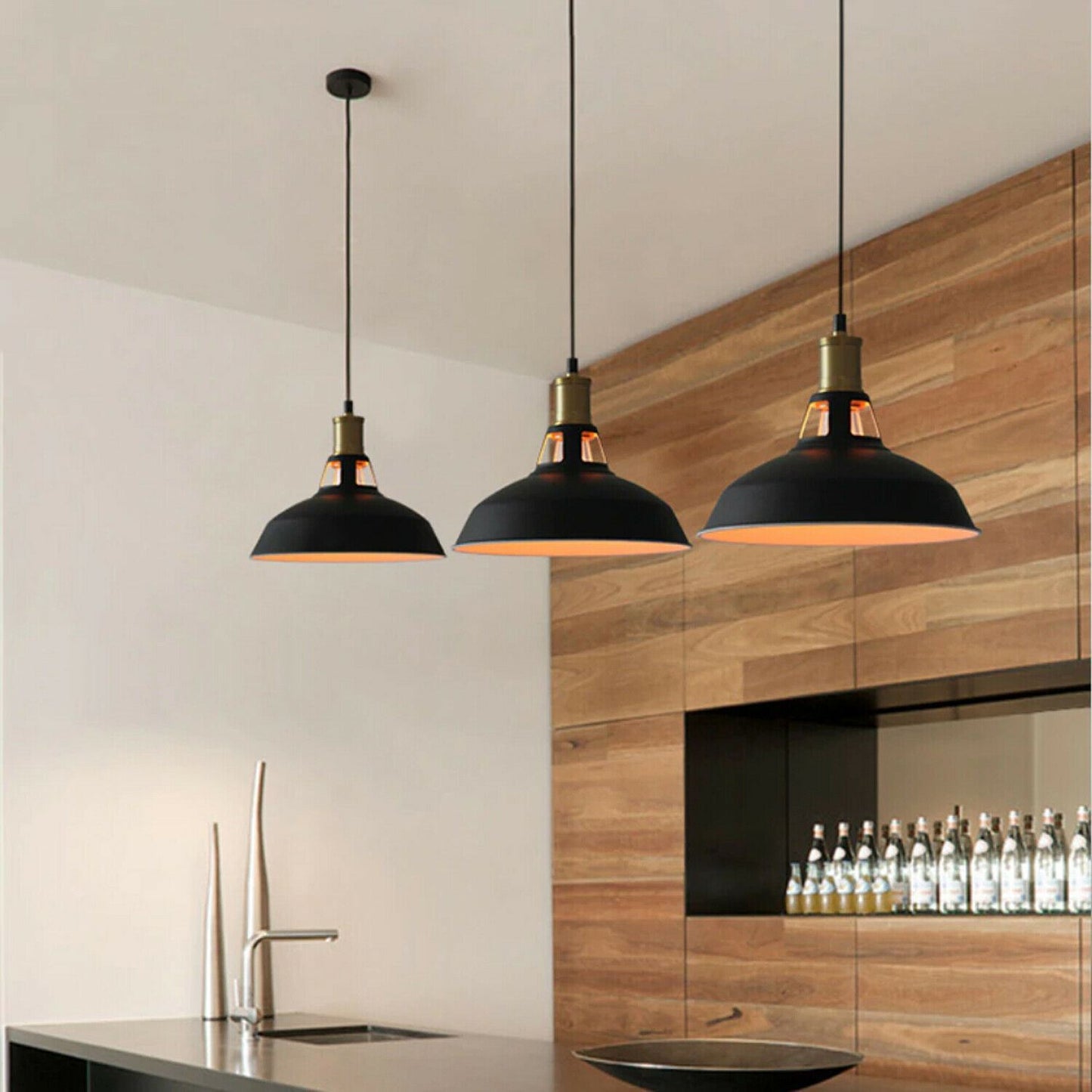 Retro Industrial Black Ceiling Pendant Light Metal Lamp Shade With