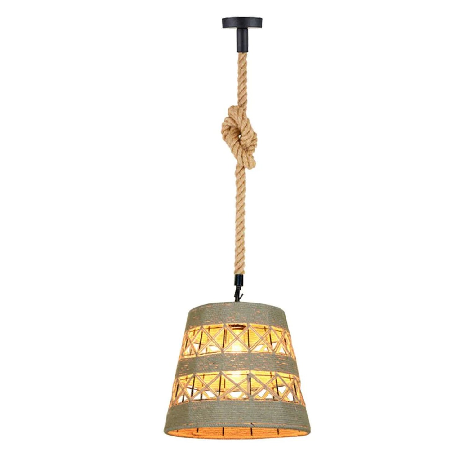 Vintage Industrial Loft Hemp Rope Iron Pendant Ceiling Light Retro Lamp~2712-2