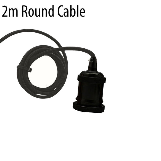 Black Pendant Light Spider with Rubber Cable Metal Lamp Holder~1122