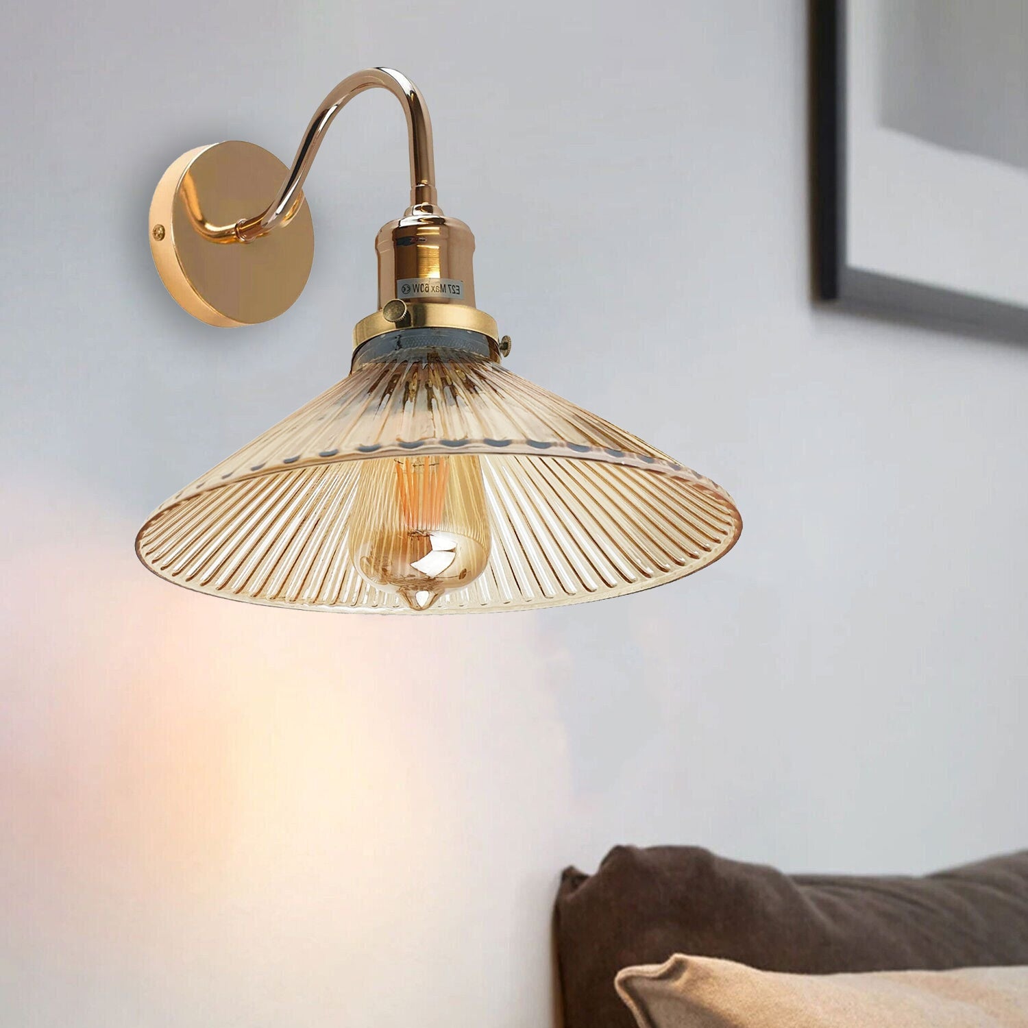 Vintage Indoor Wall Lights Glass Lamp Shades ~1274-0