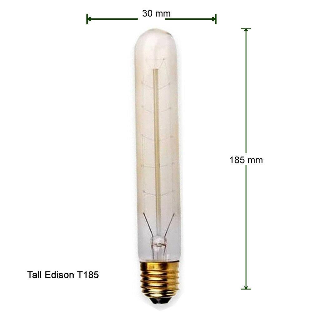 3/5 Pack E27 Vintage Bulb Dimmable Light Bulb E27 60W Tall Edison T185