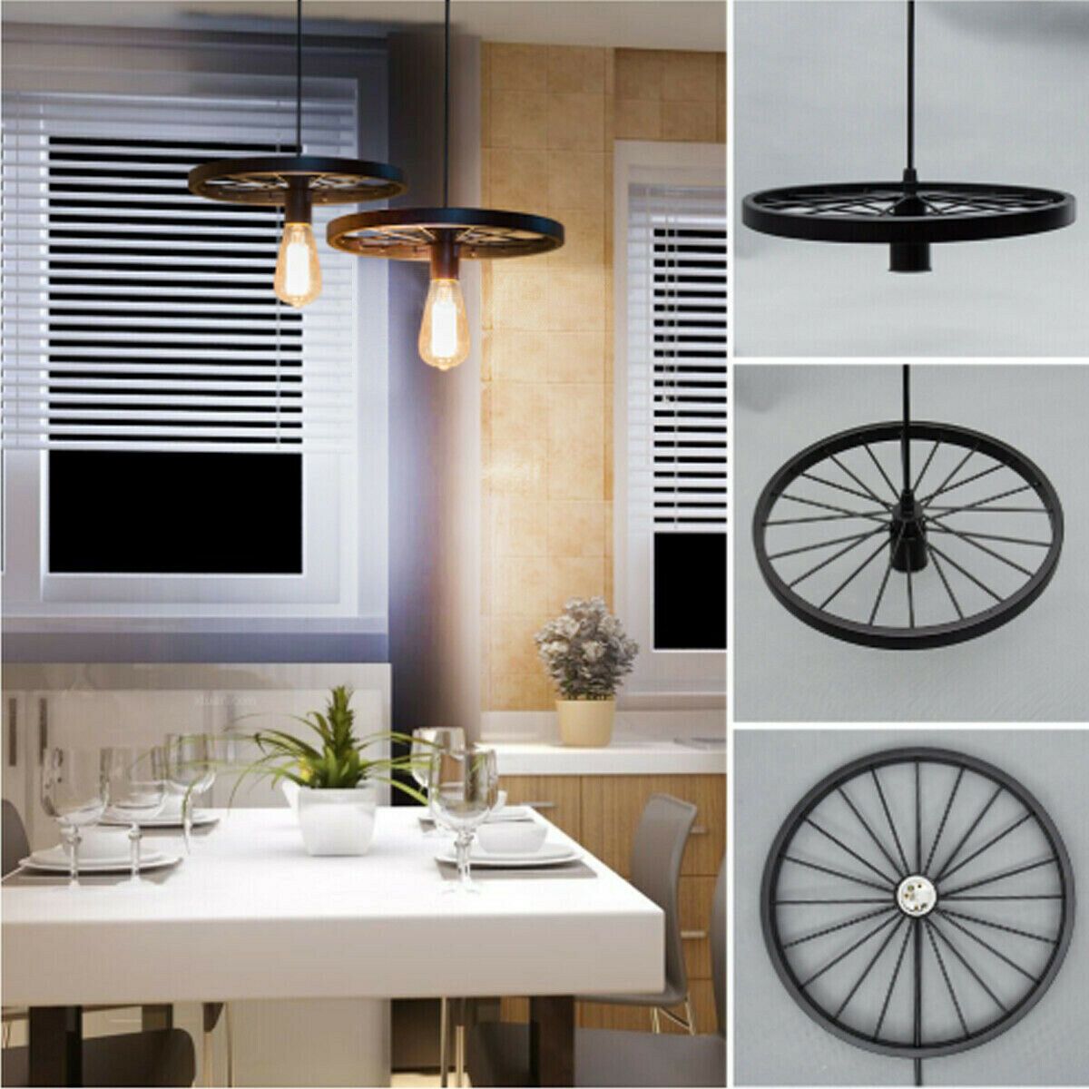 Retro Wheel Pendant Light –  E27 Base ~2245
