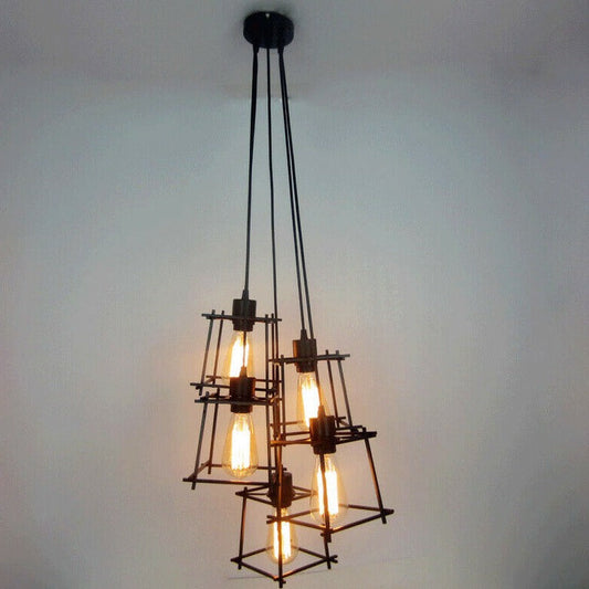 Vintage Industrial Retro Ceiling Light Cage Loft Chandelier Pendant