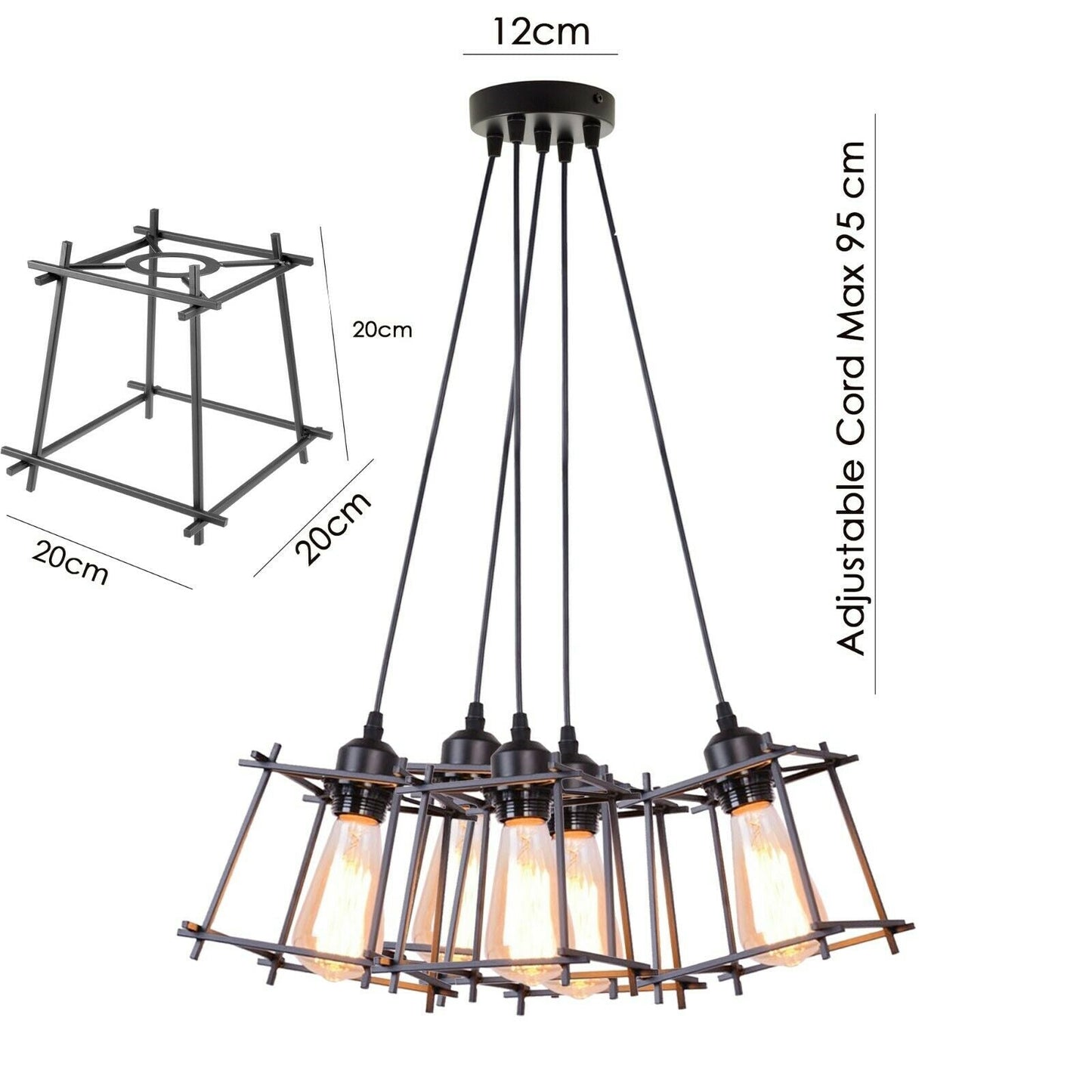 Vintage Industrial Retro Ceiling Light Cage Loft Chandelier Pendant