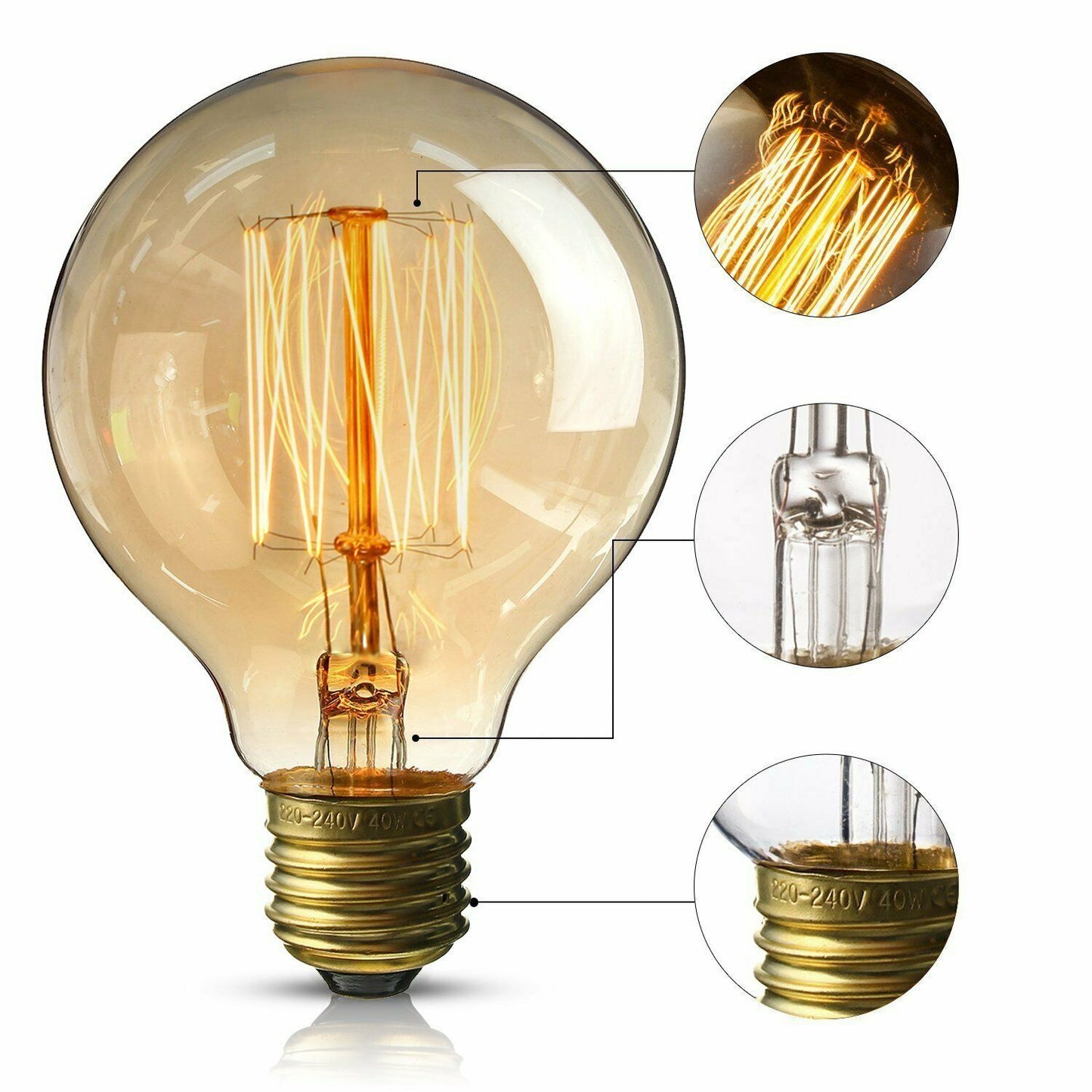 Industrial Light Bulb G95 Edison E27 4W Filament Warm White 2700K~2272