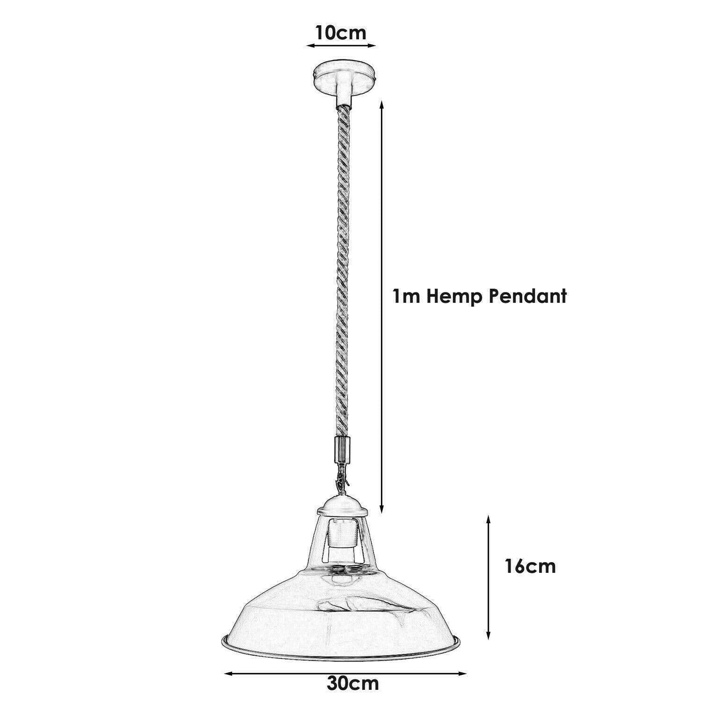 Hemp Rope Hanging Light - E27 Edison Base ~3889