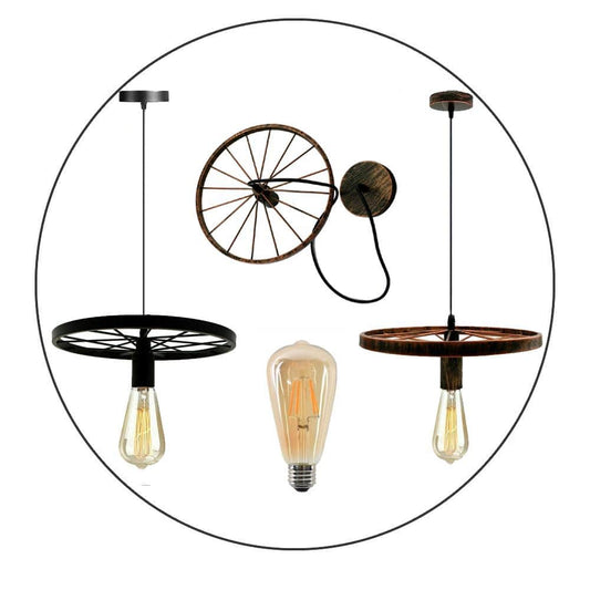 Retro Wheel Pendant Light –  E27 Base ~2245